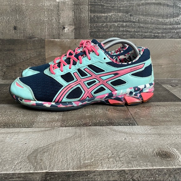 Asics Gel Frantic 7 T3A6Q Womens Running Shoes Aqua Pink Midnight Blue Size 10. - Picture 5 of 10